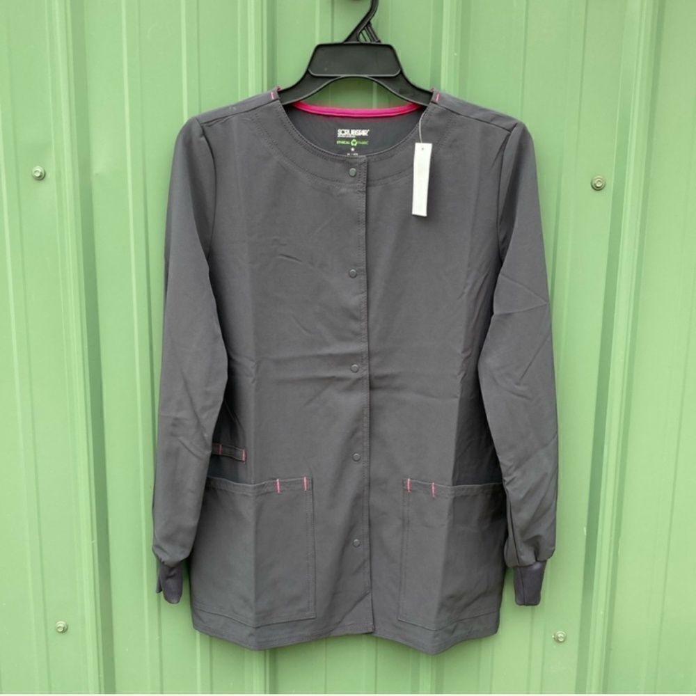 Ethical Fabric Stretch Snap Front Active Warm Up Scrub Jacket Size XS